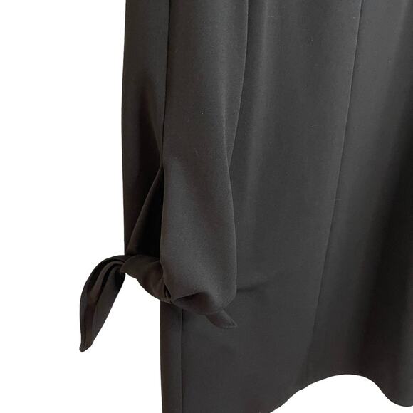 Tibi Tie Sleeve Structured Crepe Black Shift Dress - Picture 6 of 9